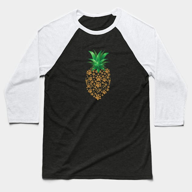 Dog - Pineapple Pawprints Baseball T-Shirt by Kudostees